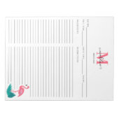 Bloc-note Recette de Flamant rose rose tropicale Monogramme (Devant)