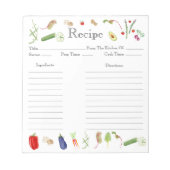 Bloc-note Recette de légumes à l'aquarelle (Devant)