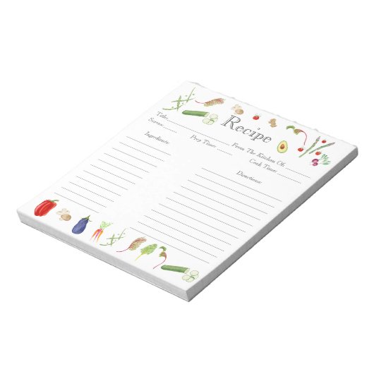 Bloc-note Recette de légumes aquarelle (Tourné)