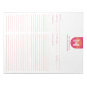 Bloc-note Recette de monogramme géométrique rose orange rétr (Devant)