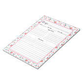 Bloc-note Recette de motif floral rose (Incliné)