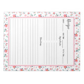 Bloc-note Recette de motif floral rose (Devant)