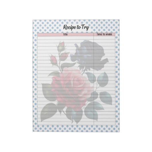 Bloc-note Recette Rose rose et bleu (Tourné)