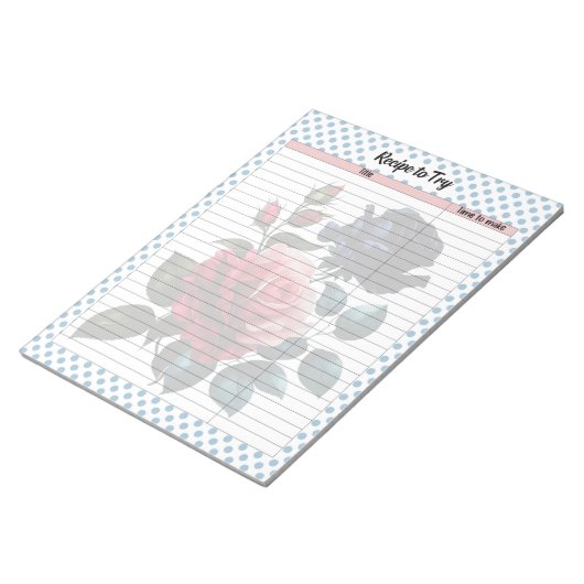 Bloc-note Recette Rose rose et bleu (Incliné)