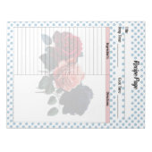 Bloc-note Recette Rose rose et bleu (Devant)