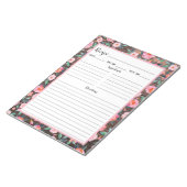 Bloc-note Recette Rustique rose Floral Bois foncé Recette (Incliné)