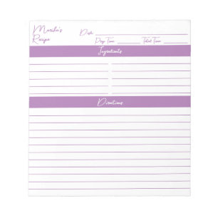 Bloc-note Recettes de lavande de script minimaliste moderne