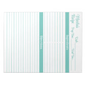 Bloc-note Recettes Elegant Script Aqua 8.5x11 Portrait (Devant)