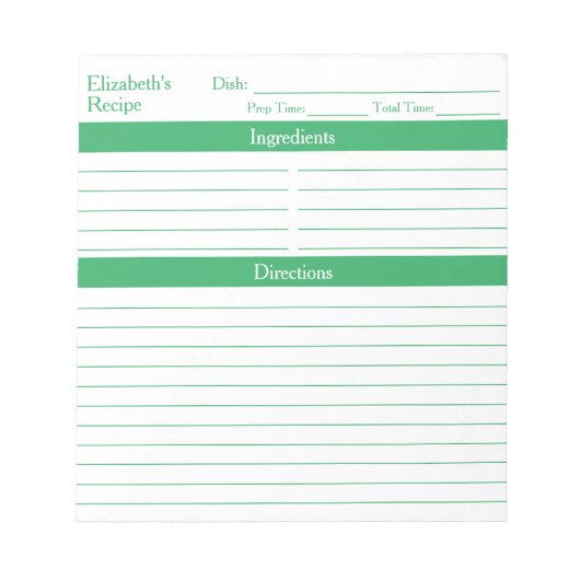 Bloc-note Recettes vertes minimalistes modernes (Devant)