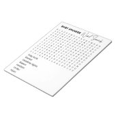 Bloc-note Recherche de mot de jeu baby shower (Incliné)