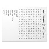 Bloc-note Recherche de mot de jeu baby shower (Devant)