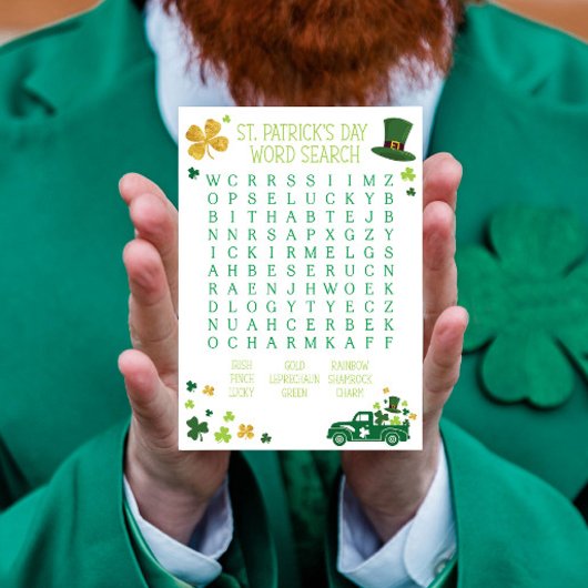 Bloc-note Recherche de mots de la Saint-Patrick