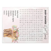 Bloc-note Recherche de mots pour jeu de Baby Shower Vache Hi (Devant)
