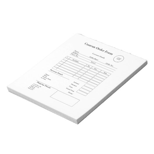 Bloc-note Reçu de commande personnalisé pour petite entrepri (Tourné)