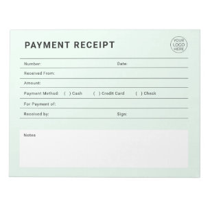 Bloc-note Reçu de Paiement Logo d'Entreprise