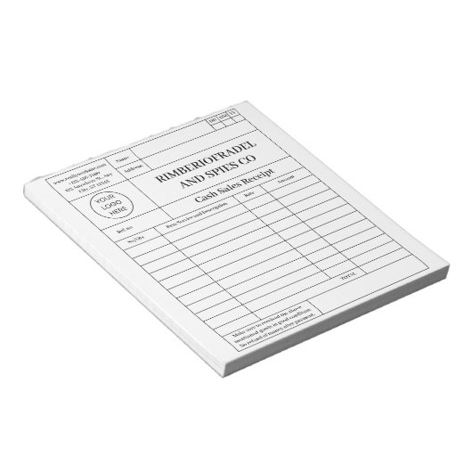 Bloc-note reçu de vente au comptant moderne (Incliné)