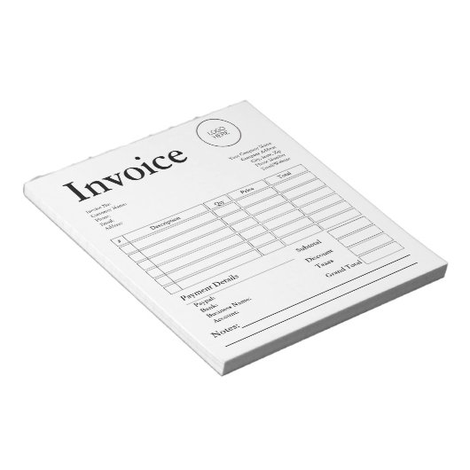 Bloc-note Reçu de vente de facture de petite entreprise mode (Incliné)