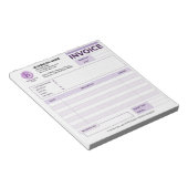 Bloc-note Reçu de vente de facture violet moderne | Logo de  (Incliné)