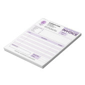 Bloc-note Reçu de vente de facture violet moderne | Logo de  (Tourné)