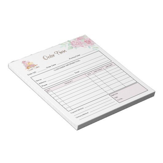 Bloc-note Reçu Facture de Formulaire de Commande de Boulange (Incliné)