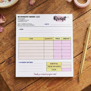 Bloc-note Reçus de commande mignons Facture de nom de peti