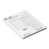 Bloc-note Reçus personnalisés professionnels pour les entrep (Incliné)