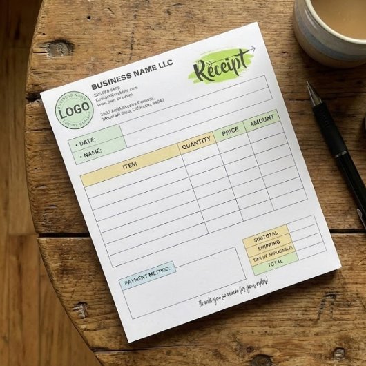 Bloc-note Reçus pour petites entreprises avec logo | Command