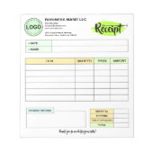 Bloc-note Reçus pour petites entreprises avec logo | Command (Devant)