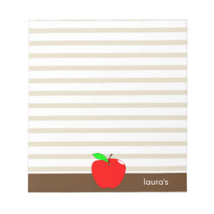 Bloc-note Red Apple Teacher Lignes Brown personnalisées Bloc
