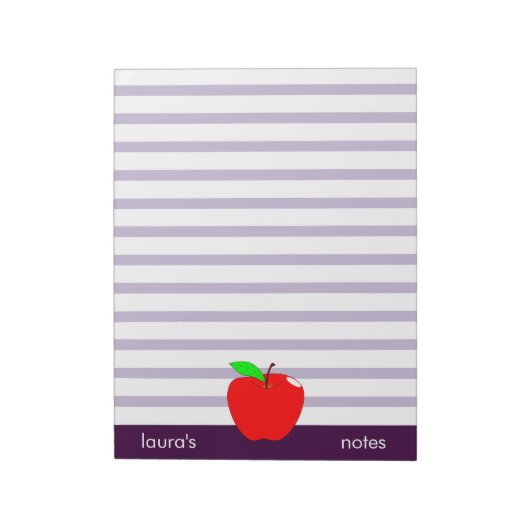 Bloc-note Red Apple Teacher Lignes pourpres personnalisées (Tourné)