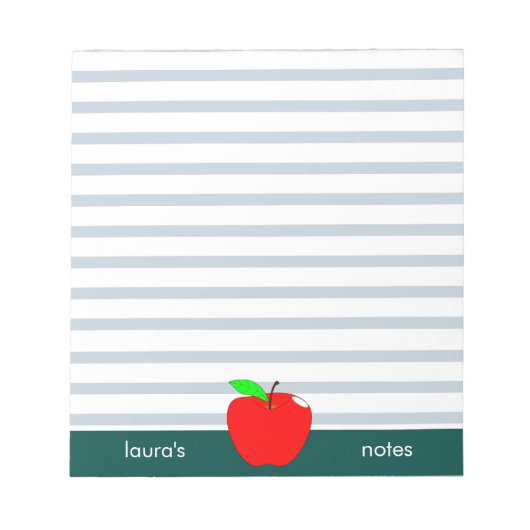 Bloc-note Red Apple Teacher Lignes vertes personnalisées (Devant)