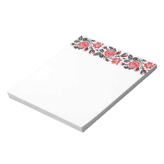 Bloc-note Red & Black Rose cross-stitch Russian Pattern (Tourné)