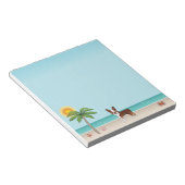 Bloc-note Red Boston Terrier À Une Plage Tropicale D'Été (Incliné)