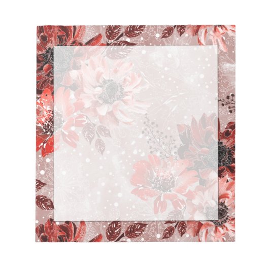 Bloc-note Red, burgundy flowers. (Devant)