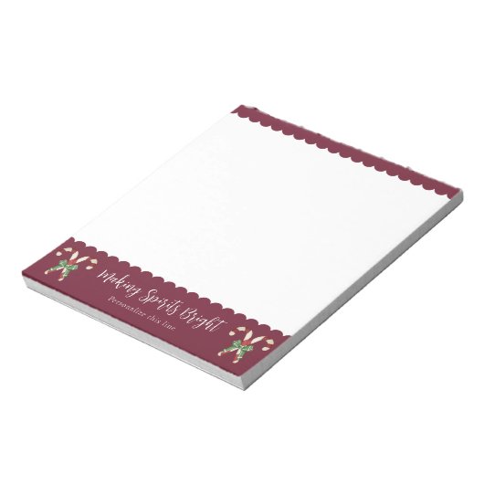 Bloc-note Red Candy Cane Festive Holiday Personalized (Tourné)