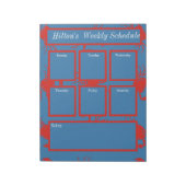 Bloc-note Red crabs on blue weekly schedule notes (Tourné)