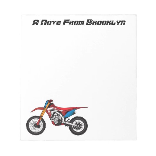 Bloc-note Red dirt bike motorcycle (Devant)