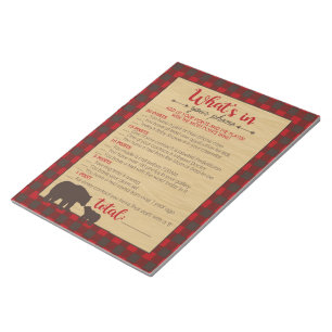Bloc-note Red Flannel What's In Your Phone Baby shower Jeu