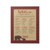 Bloc-note Red Flannel What's In Your Purse Baby shower Jeu (Tourné)