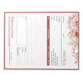 Bloc-note Red Floral Bordure Petite entreprise Modèle de fac (Devant)