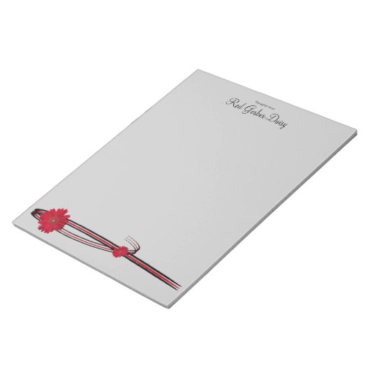 Bloc-note Red Gerber Daisy et Filigree Modèle (Incliné)