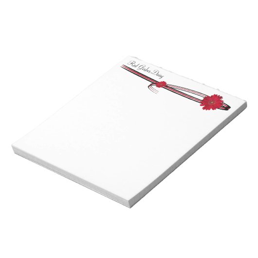 Bloc-note Red Gerber Daisy et Filigree Modèle (Tourné)