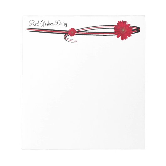 Bloc-note Red Gerber Daisy et Filigree Modèle (Devant)