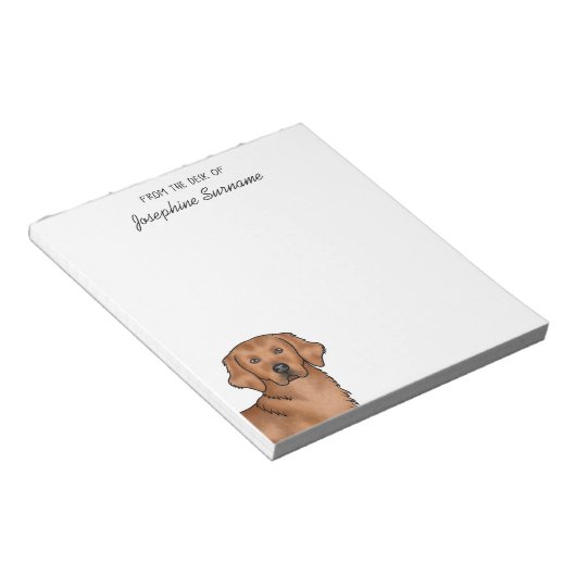 Bloc-note Red Golden Retriever mignon chien avec nom personn (Incliné)