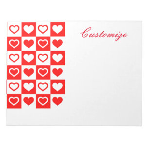 Bloc-note Red Hearts Plaid Motif Thunder_Cove