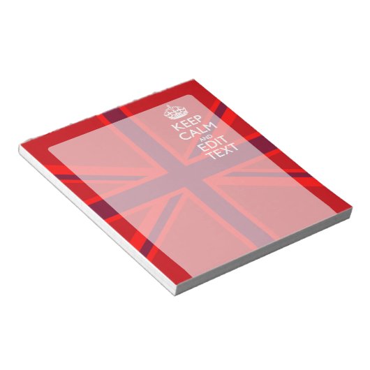 Bloc-note Red Keep Calm Have Your Text on Union Jack Flag (Incliné)