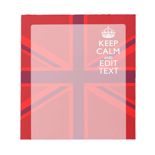 Bloc-note Red Keep Calm Have Your Text on Union Jack Flag (Devant)