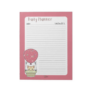 Bloc-note Red Kitty Balloon Linked Daily Planner