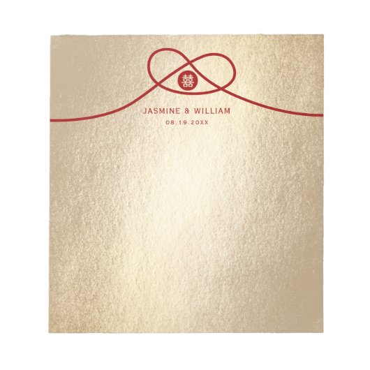 Bloc-note Red Knot Union Double Bonheur Mariage chinois (Devant)