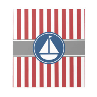 Bloc-note Red Nautical Stripes